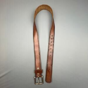 Hollister Brown Genuine Leather Belt Mens L 38 Seagull Logo